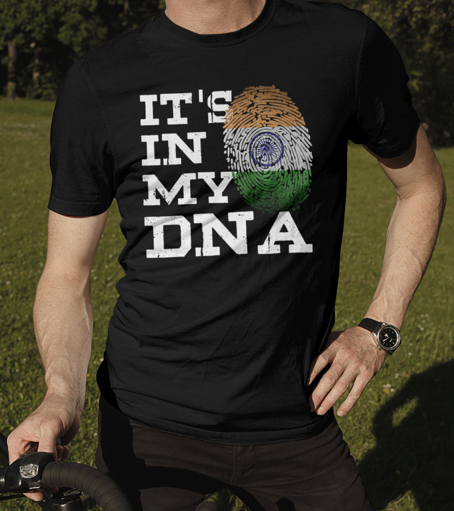IT'S IN MY DNA Indian Heritage Fingerprint Flag T-Shirt