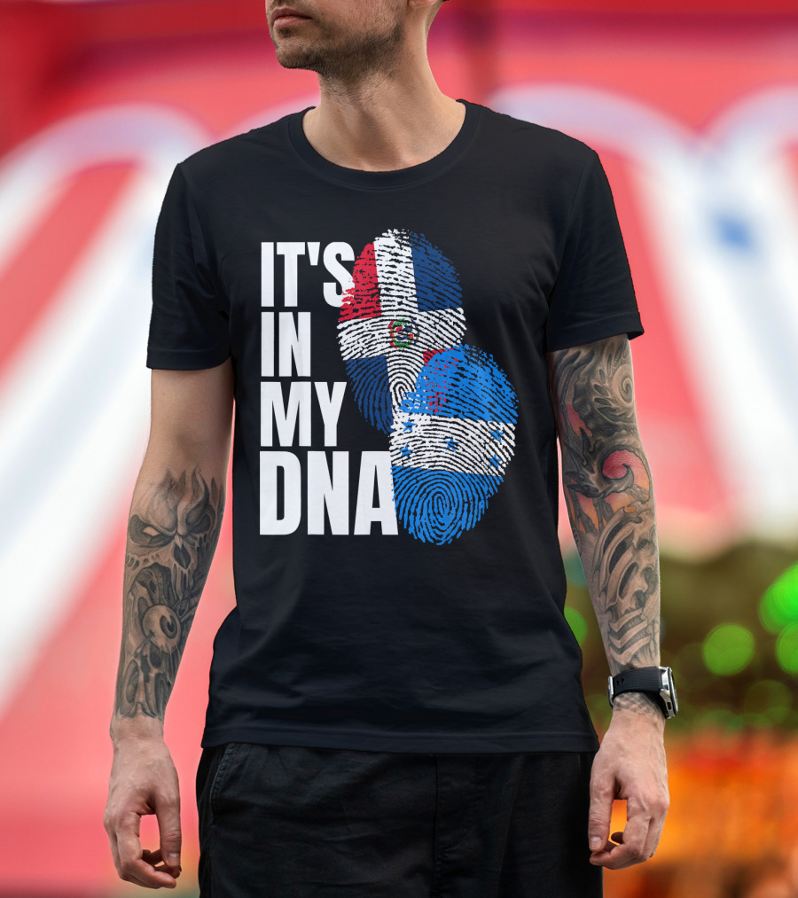 Honduran and Dominican Mix It's in My DNA Fingerprints Flag T-Shirt
