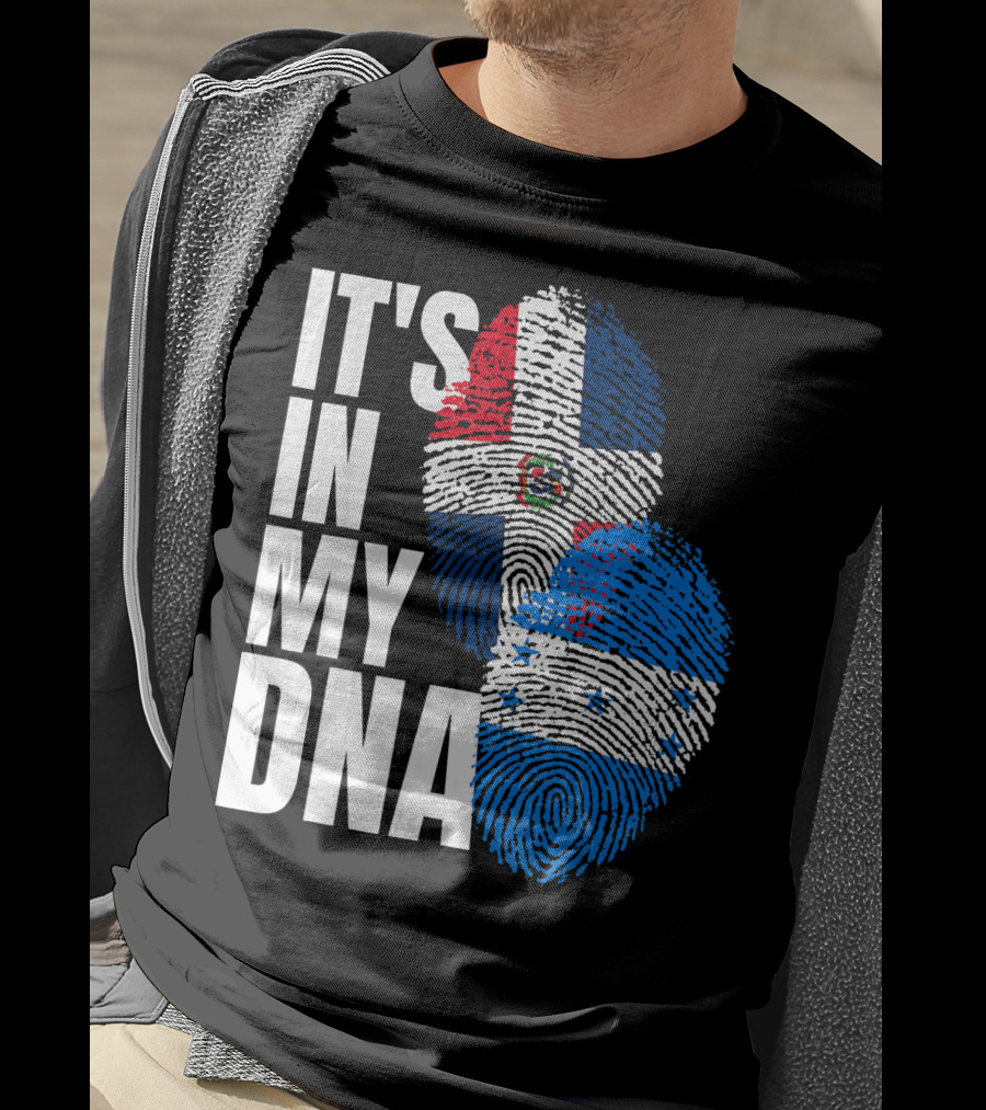 Honduran And Dominican Mix It's In My DNA Fingerprints Flag T-Shirt