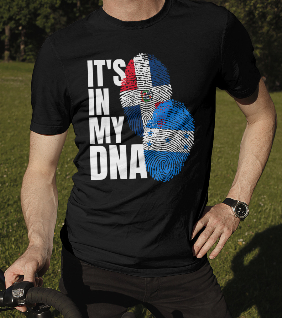 Honduran And Dominican Mix It's In My DNA Fingerprints Flag T-Shirt