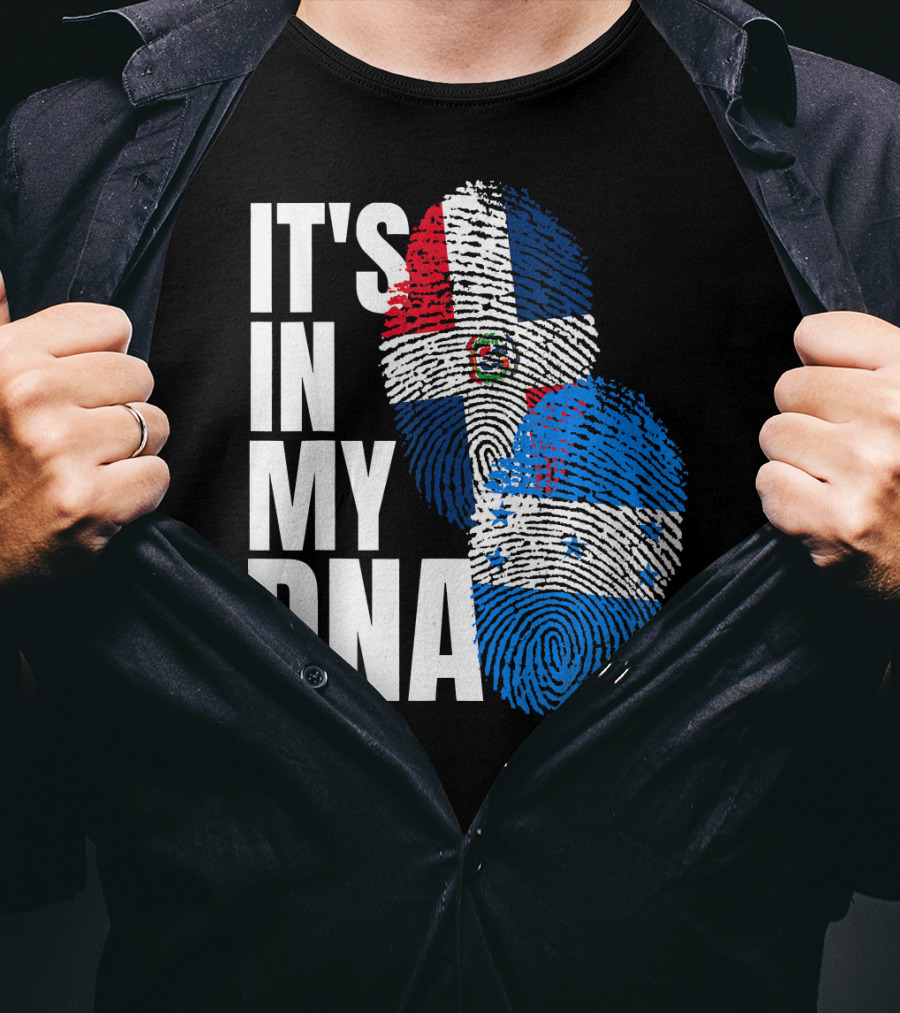 Honduran And Dominican Mix It's In My DNA Fingerprints Flag T-Shirt