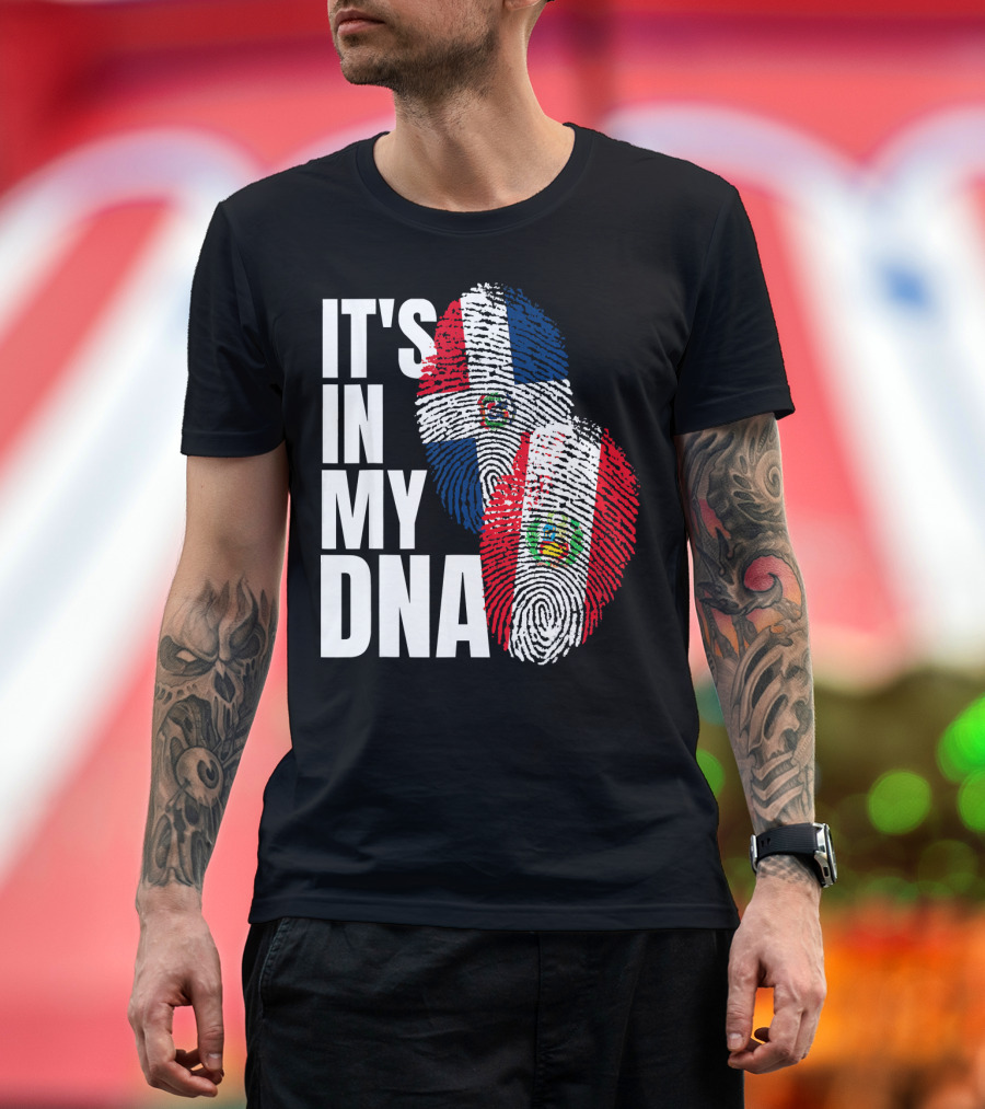 It's In My DNA Peruvian Dominican Fingerprint Flag T-Shirt