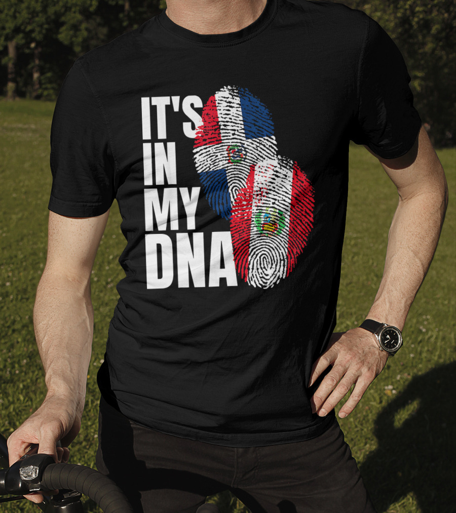 It's In My DNA Peruvian Dominican Fingerprint Flag T-Shirt