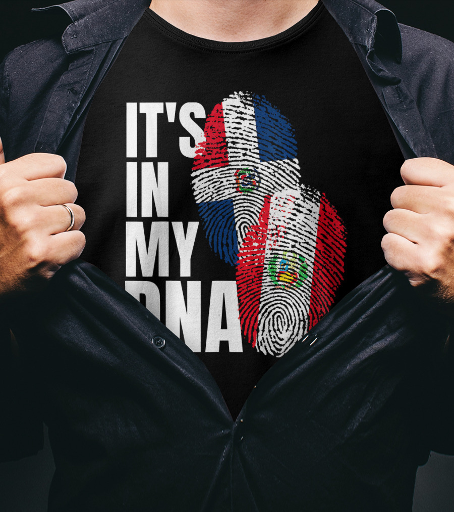 It's In My DNA Peruvian Dominican Fingerprint Flag T-Shirt