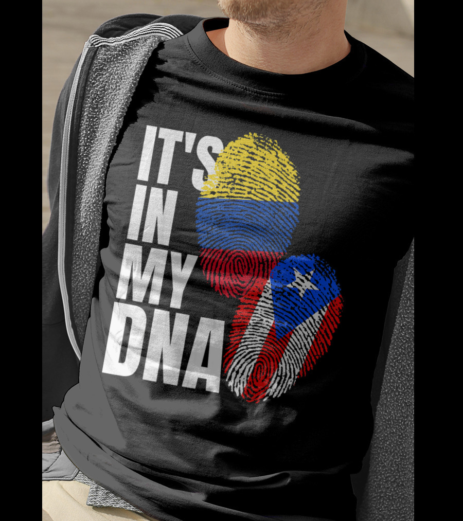 It's In My DNA Puerto Rican And Colombian Flag Fingerprints T-Shirt