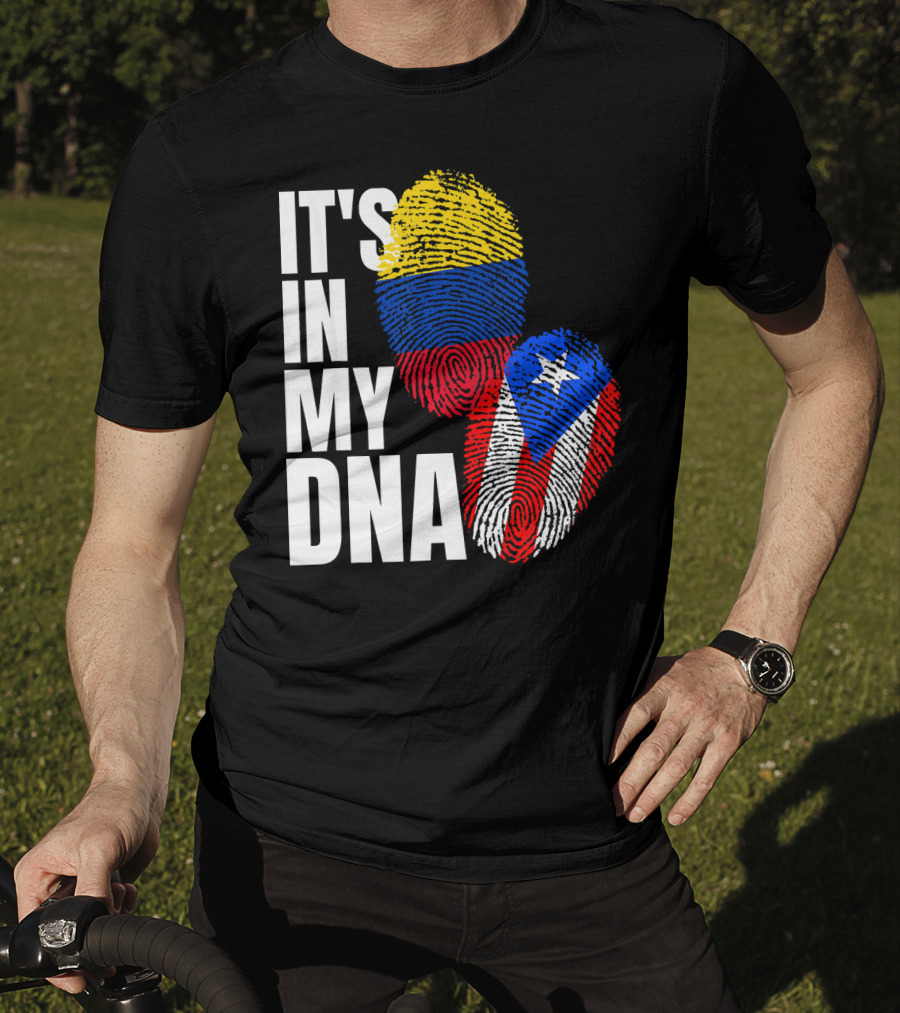 It's In My DNA Puerto Rican And Colombian Flag Fingerprints T-Shirt