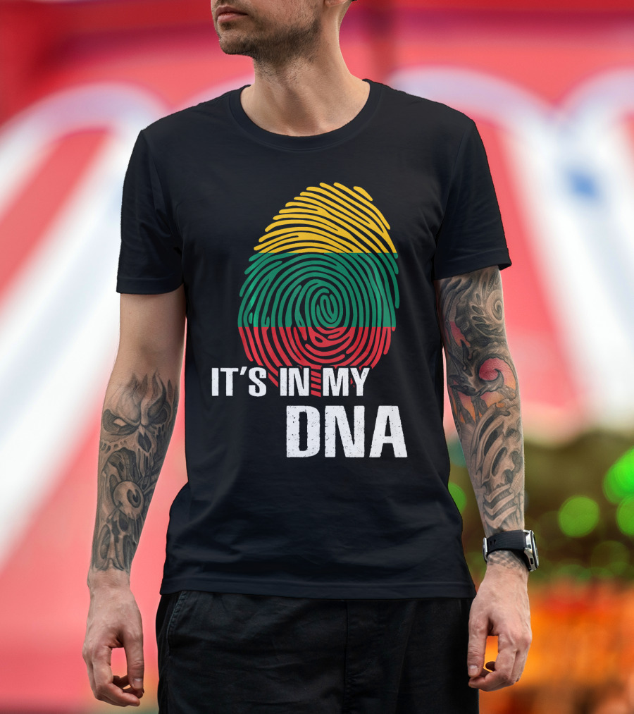 It's In My DNA Lithuania Fingerprint Lithuanian Flag T-Shirt