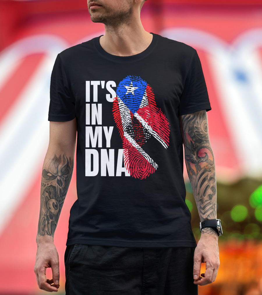 Trinidadian And Boricua Mix It's In My DNA Flag Fingerprint T-Shirt
