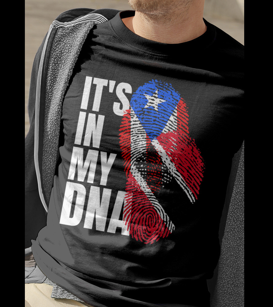 Trinidadian And Boricua Mix It's In My DNA Flag Fingerprint T-Shirt