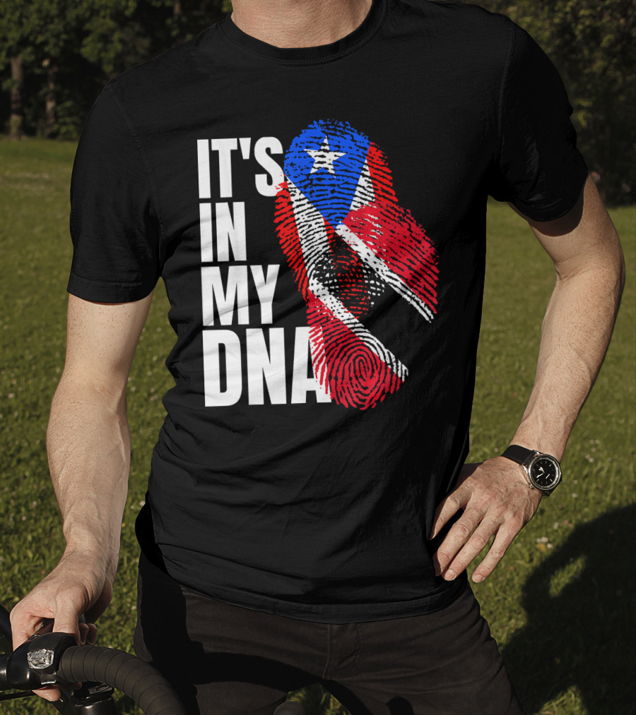 Trinidadian And Boricua Mix It's In My DNA Flag Fingerprint T-Shirt