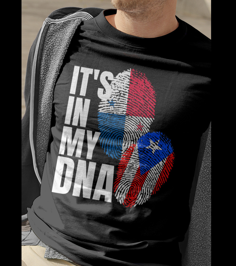 Panamanian Puerto Rican It's In My DNA Fingerprint Flag T-Shirt