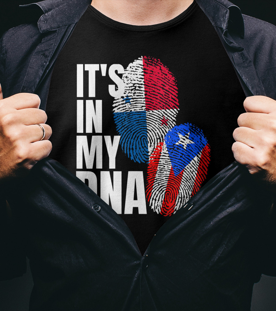 Panamanian Puerto Rican It's In My DNA Fingerprint Flag T-Shirt