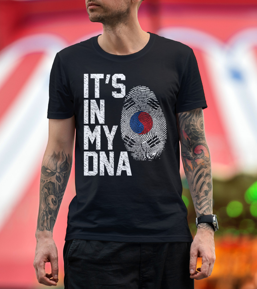 IT'S IN MY DNA South Korea Flag Fingerprint T-Shirt