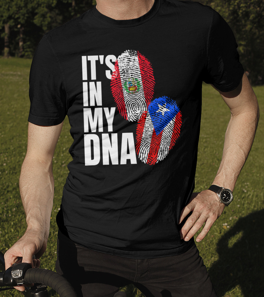 It's In My DNA Peruvian And Puerto Rican Flag Heritage T-Shirt