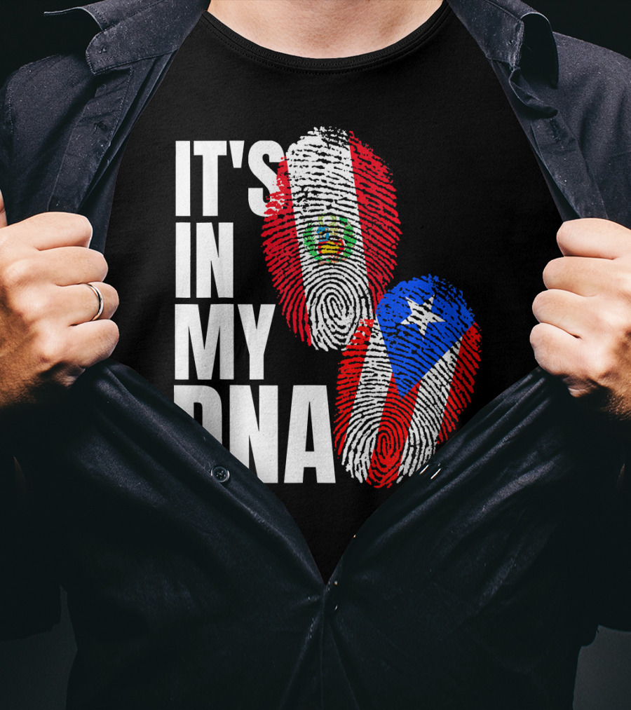 It's In My DNA Peruvian And Puerto Rican Flag Heritage T-Shirt