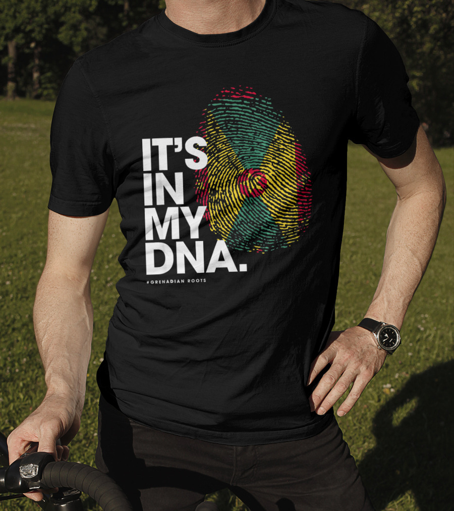 IT'S IN MY DNA Grenadian Roots Flag Fingerprint T-Shirt
