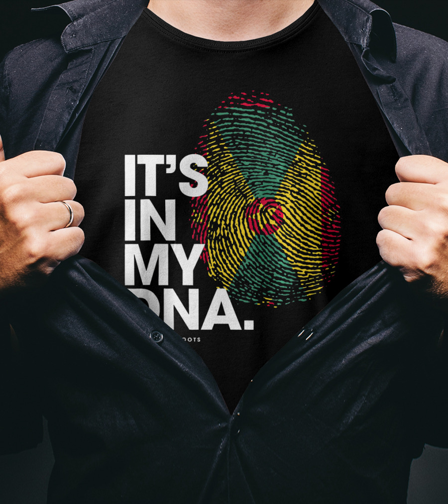 IT'S IN MY DNA Grenadian Roots Flag Fingerprint T-Shirt