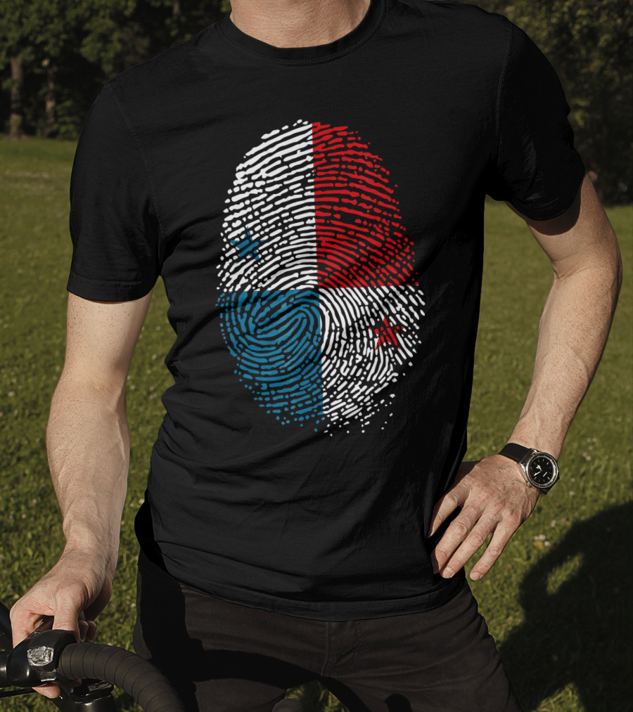 Panama Flag Fingerprint DNA For Birthday T-Shirt