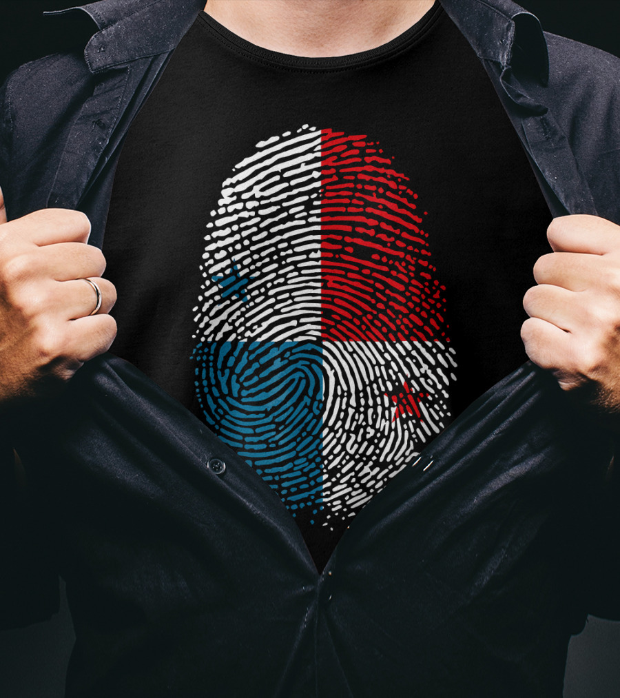 Panama Flag Fingerprint DNA For Birthday T-Shirt