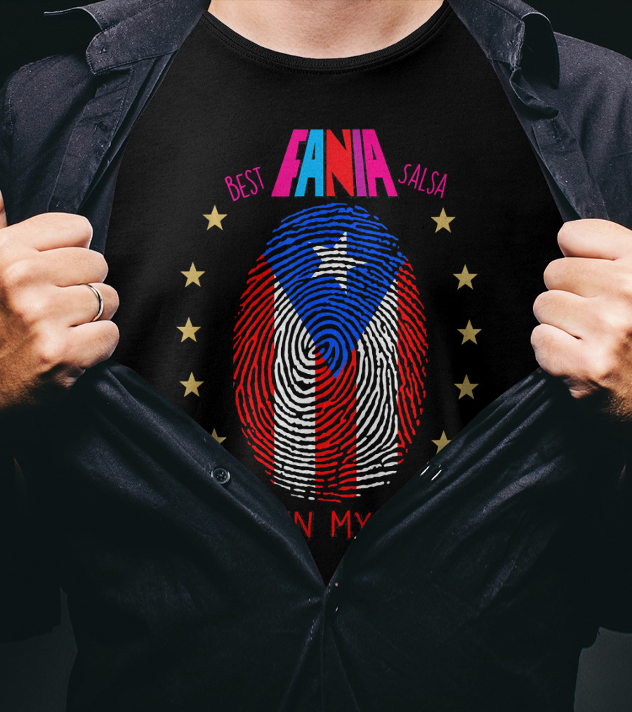 Fania Best Salsa Puerto Rico Fingerprint It's In My DNA T-Shirt