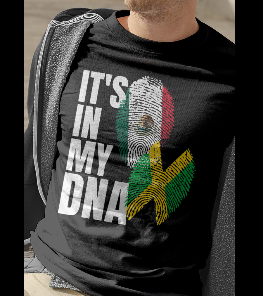 It's In My DNA Jamaican Mexican Flag Fingerprint Heritage T-Shirt
