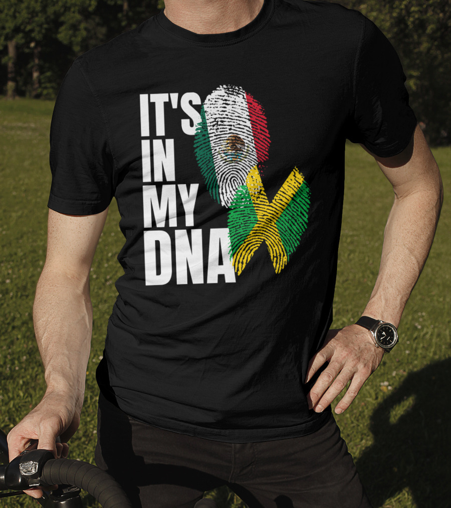 It's In My DNA Jamaican Mexican Flag Fingerprint Heritage T-Shirt