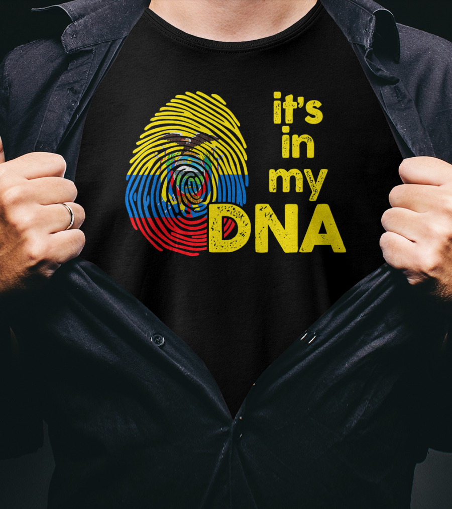 Ecuador Flag Fingerprint It's In My DNA T-Shirt