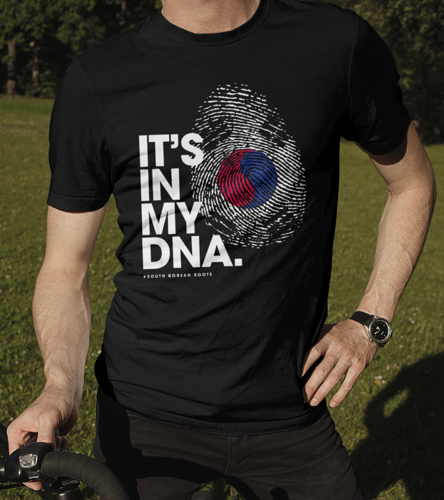 IT'S IN MY DNA South Korean Roots Fingerprint Flag T-Shirt