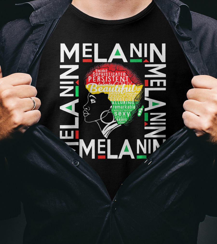Beautiful Black Queen Melanin Bold Persistent Talented Fun Brave Alluring T-Shirt
