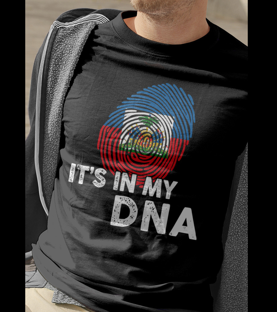 Haiti Flag Fingerprint It's In My DNA Haitian Pride T-Shirt