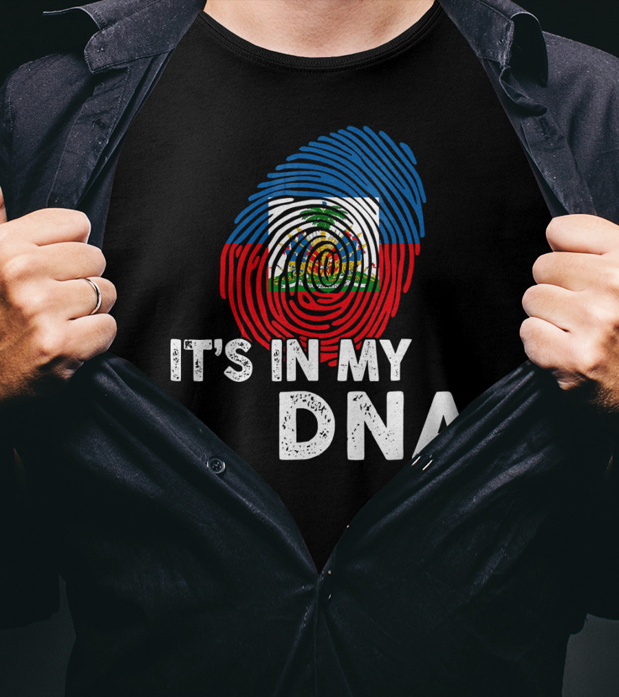 Haiti Flag Fingerprint It's In My DNA Haitian Pride T-Shirt