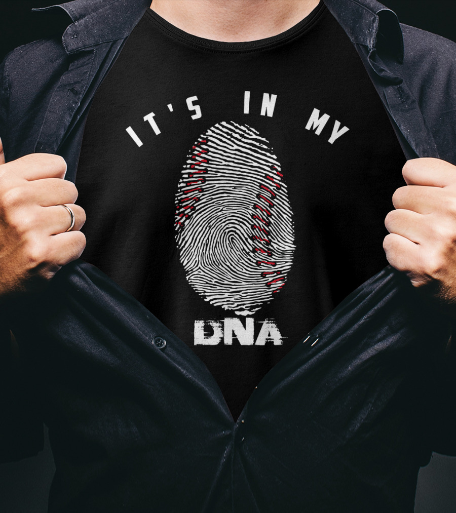 It's In My DNA Cute Baseball Player Thumbprint Stitching T-Shirt