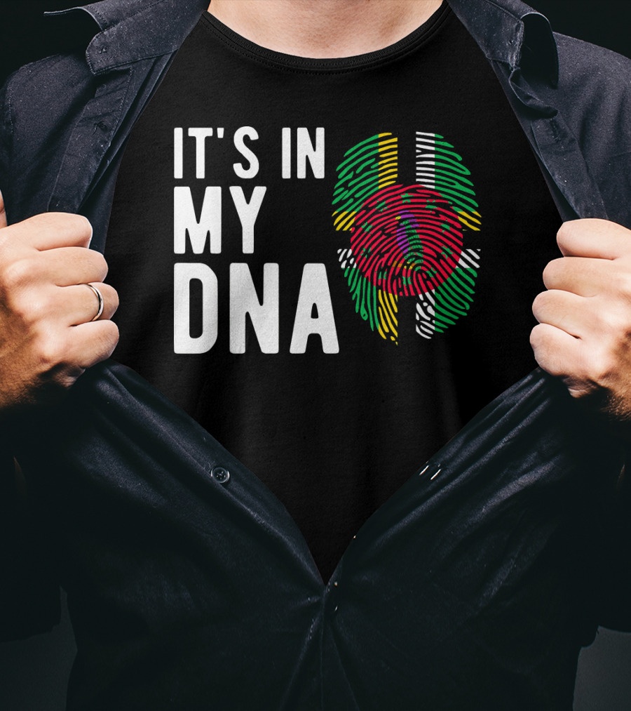 It's In My DNA Dominica Flag Dominican Fingerprint T-Shirt