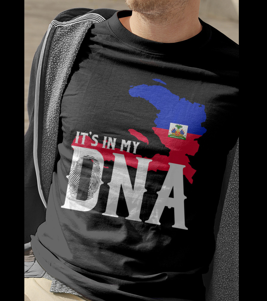 It's In My DNA Fingerprint Prideful Haiti Flag Map T-Shirt