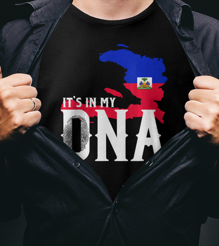 It's In My DNA Fingerprint Prideful Haiti Flag Map T-Shirt