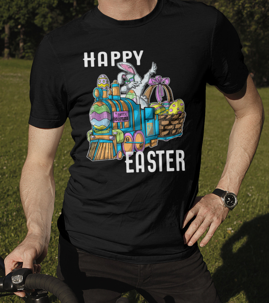 HAPPY EASTER Eggspress Bunny Train With Basket And Dabbing Rabbit T-Shirt