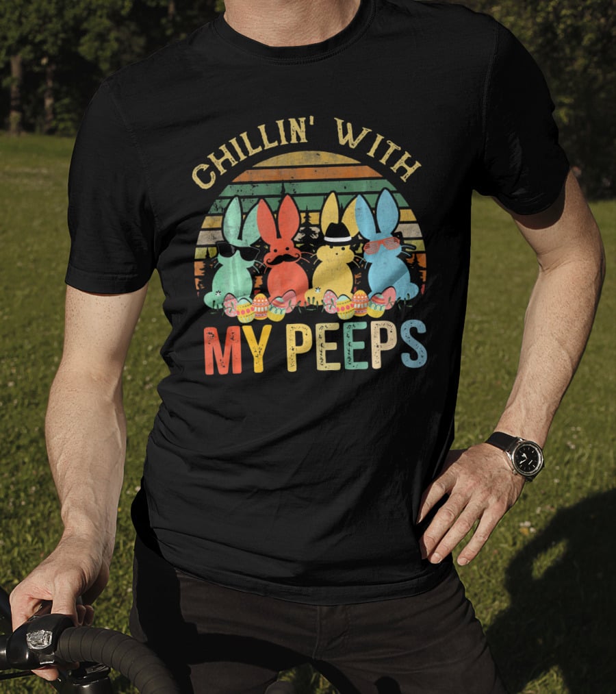 Chillin' With My Peeps Funny Vintage Easter T-Shirt