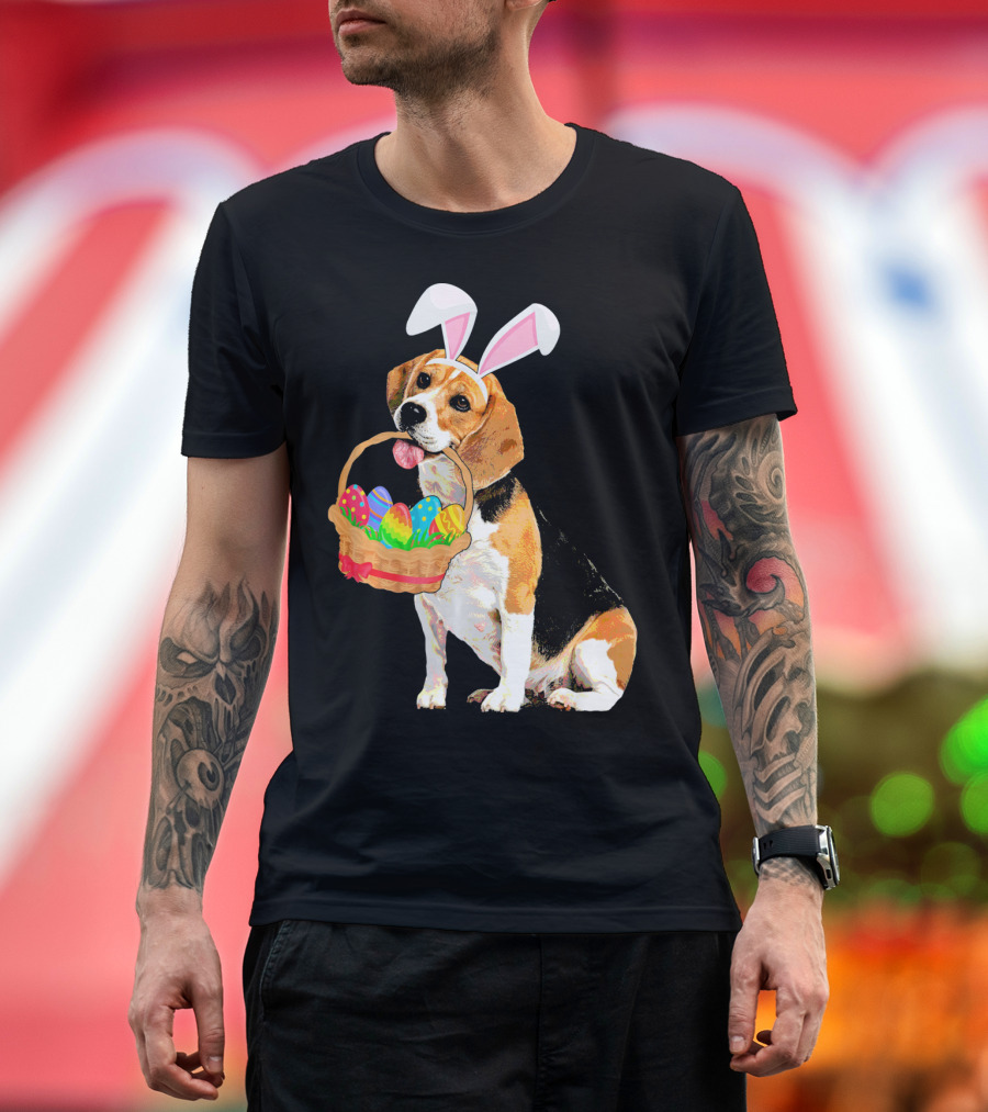 Beagle Bunny Easter Egg Basket Fun T-Shirt
