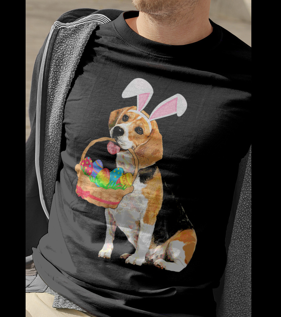 Beagle Bunny Easter Egg Basket Fun T-Shirt