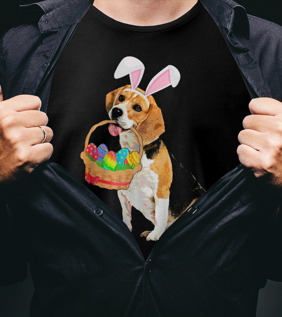 Beagle Bunny Easter Egg Basket Fun T-Shirt