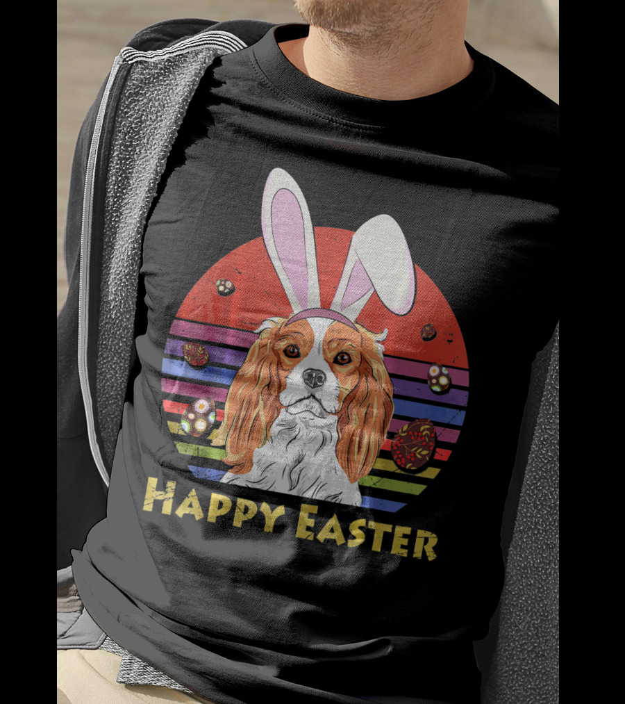 Happy Easter Cavalier King Charles Dog Bunny Headband T-Shirt