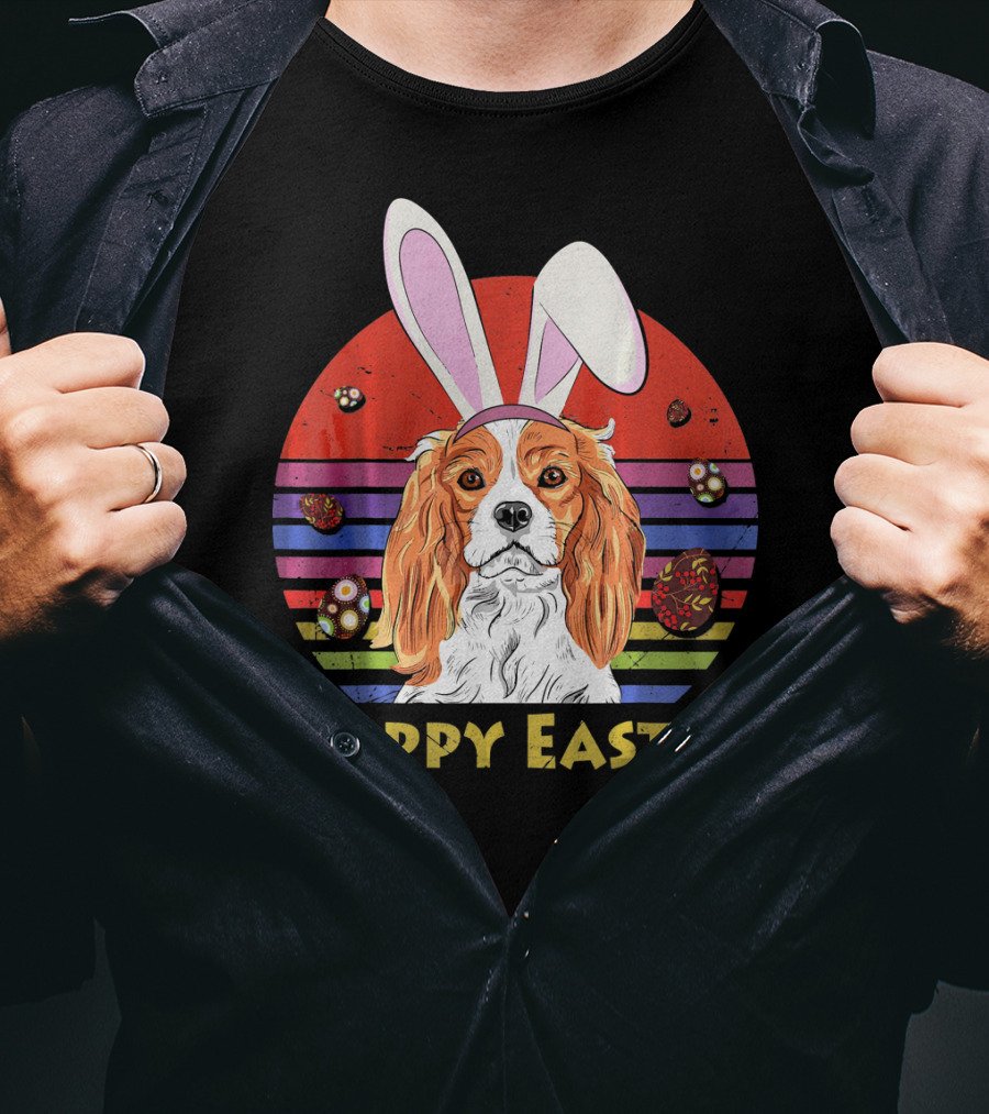 Happy Easter Cavalier King Charles Dog Bunny Headband T-Shirt