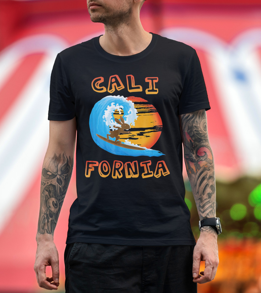 California Surfing Rabbit Easter Wave Sun T-Shirt
