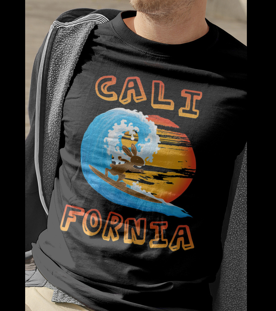 California Surfing Rabbit Easter Wave Sun T-Shirt