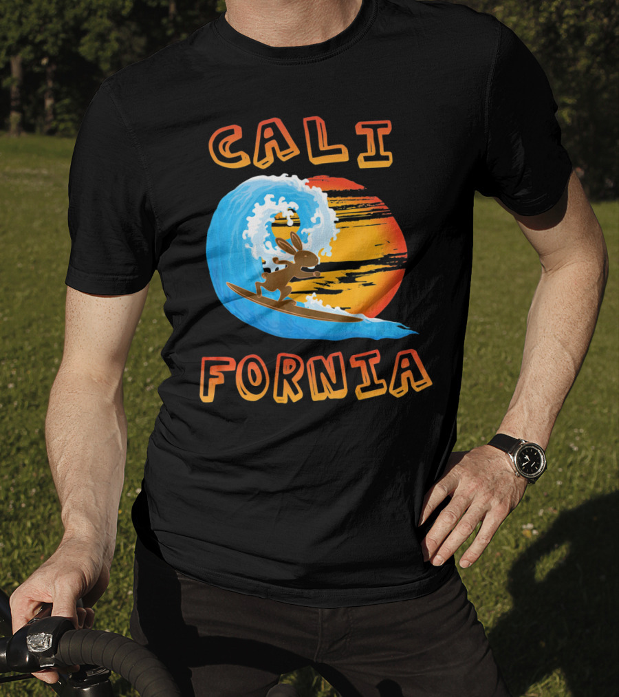 California Surfing Rabbit Easter Wave Sun T-Shirt
