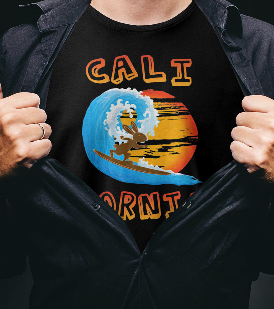 California Surfing Rabbit Easter Wave Sun T-Shirt