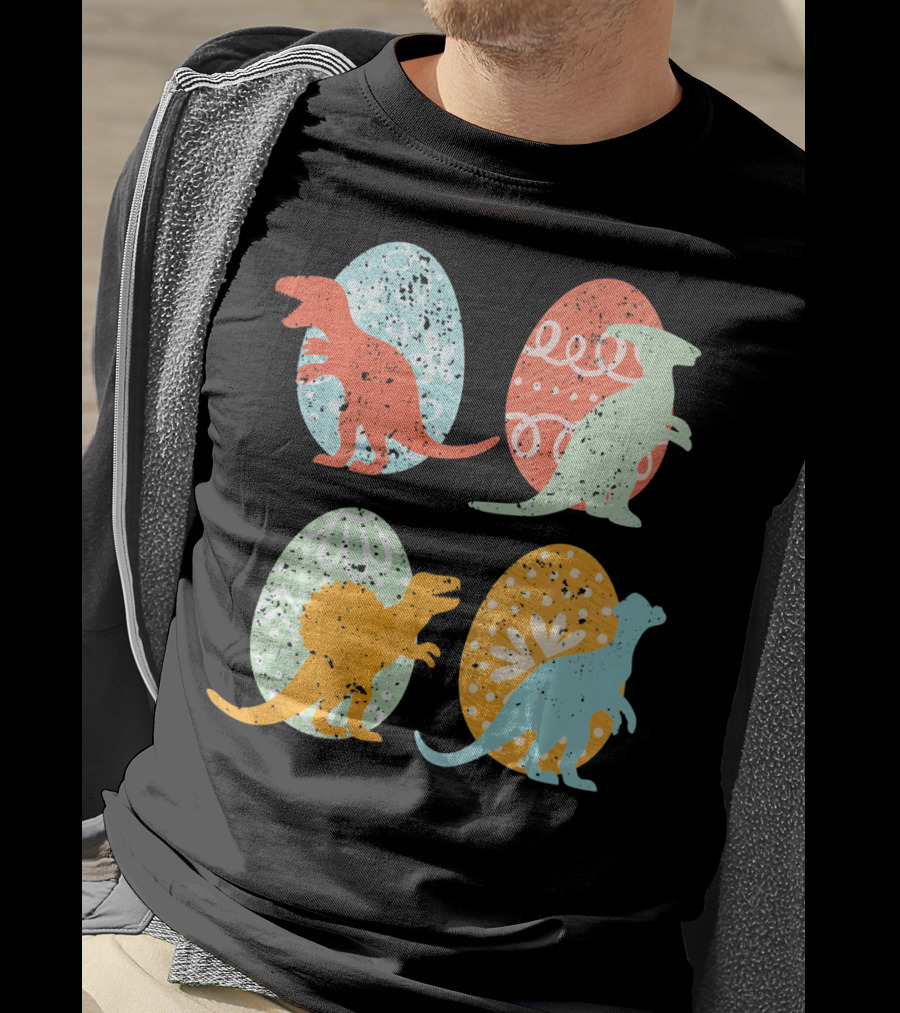 Colorful Easter Dinosaur Eggs With T-Rex Stegosaurus And More T-Shirt