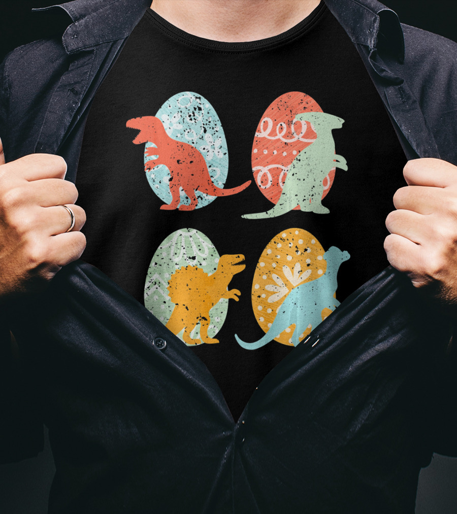 Colorful Easter Dinosaur Eggs With T-Rex Stegosaurus And More T-Shirt