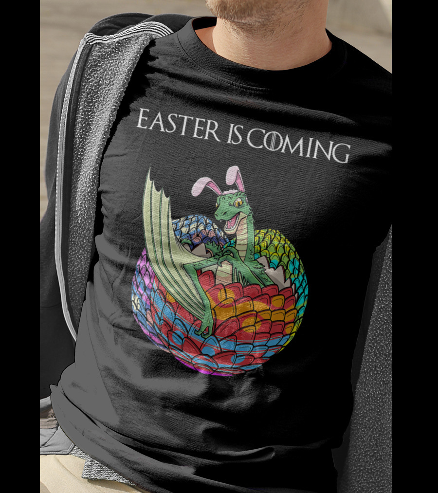 Easter Is Coming Dragon In Colorful Egg T-Shirt