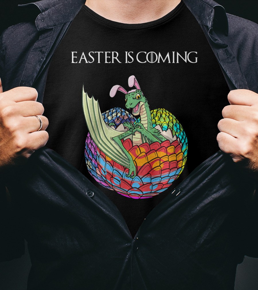 Easter Is Coming Dragon In Colorful Egg T-Shirt